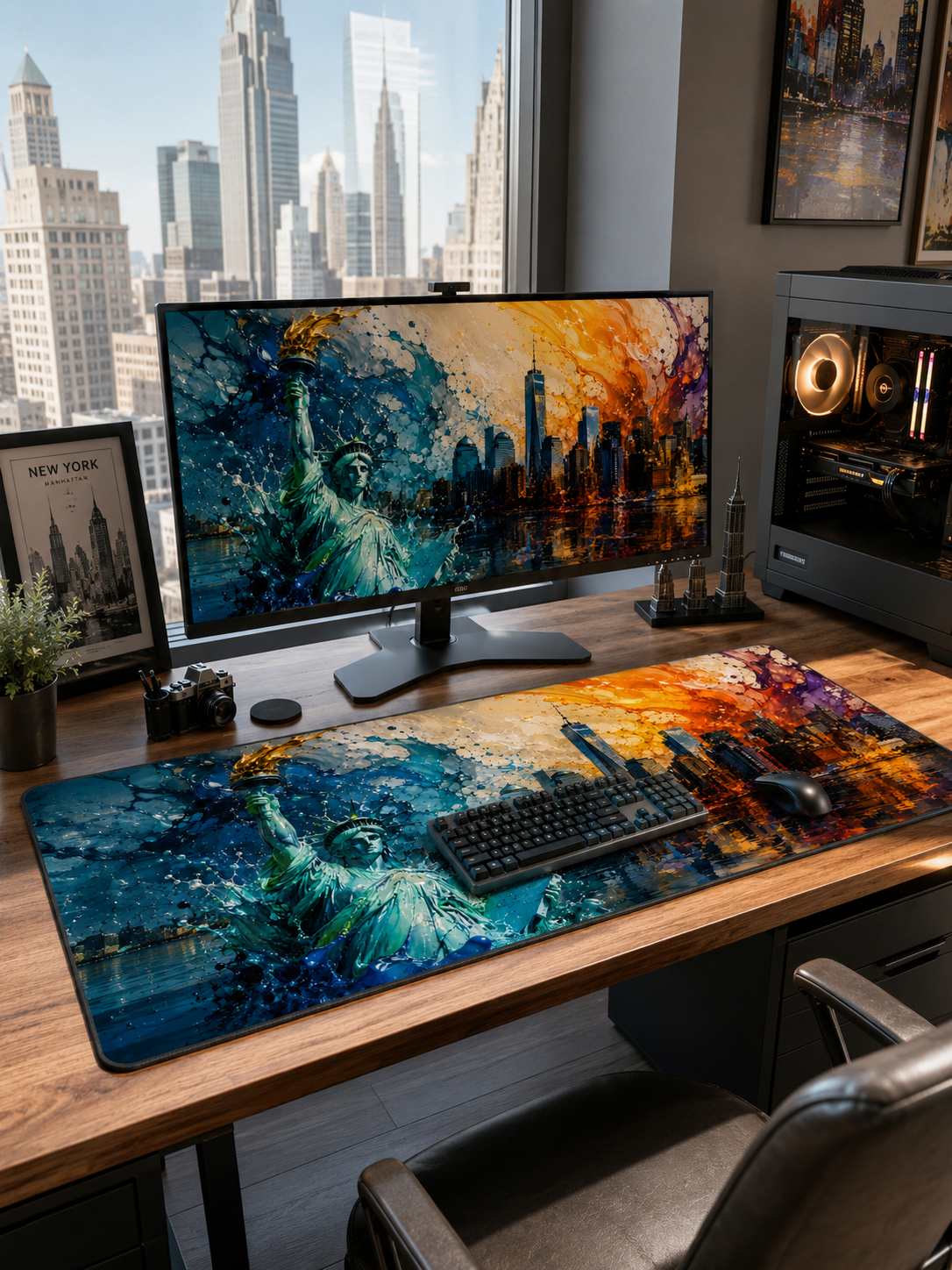 City Skyline Desk Mats and Mouse Pads