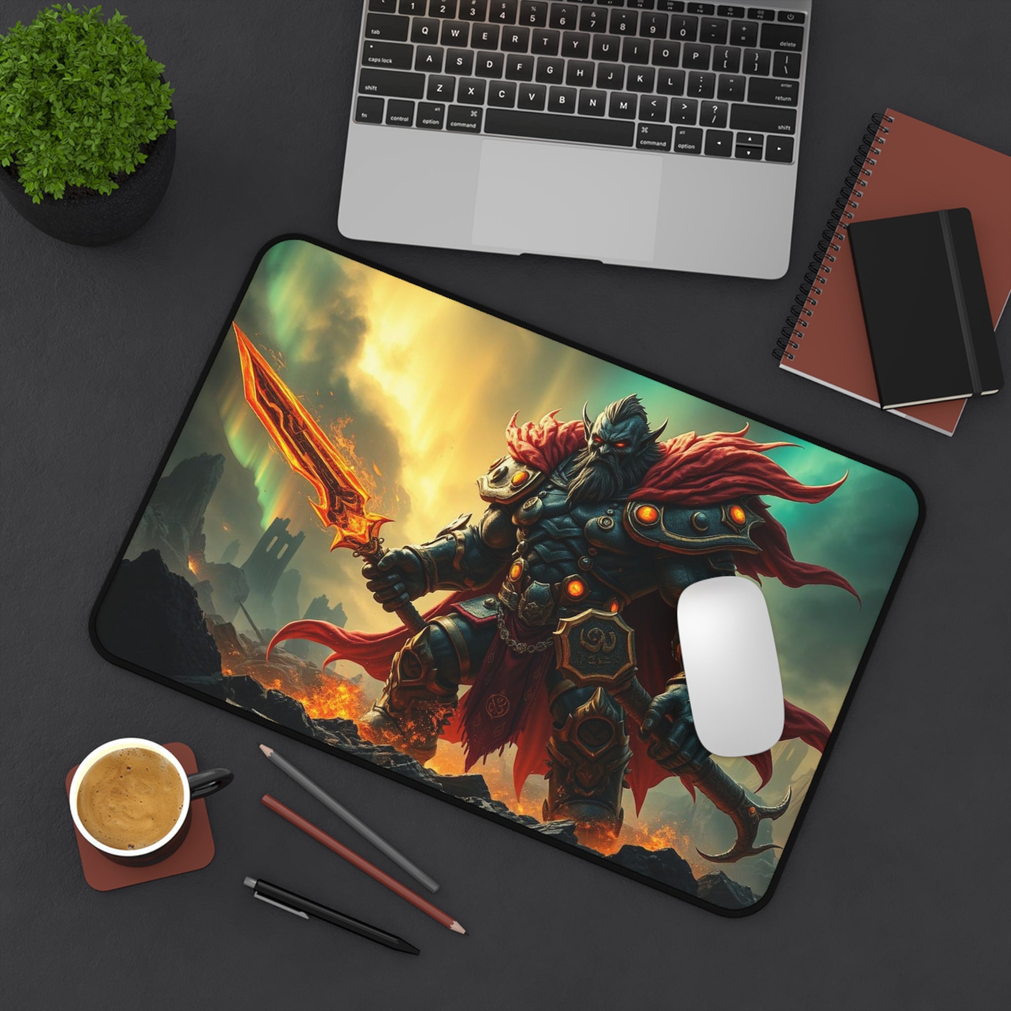 Epic Warrior Desk Mat Aethron, Non-Slip Neoprene Gaming & Work Surface with Vibrant Colors