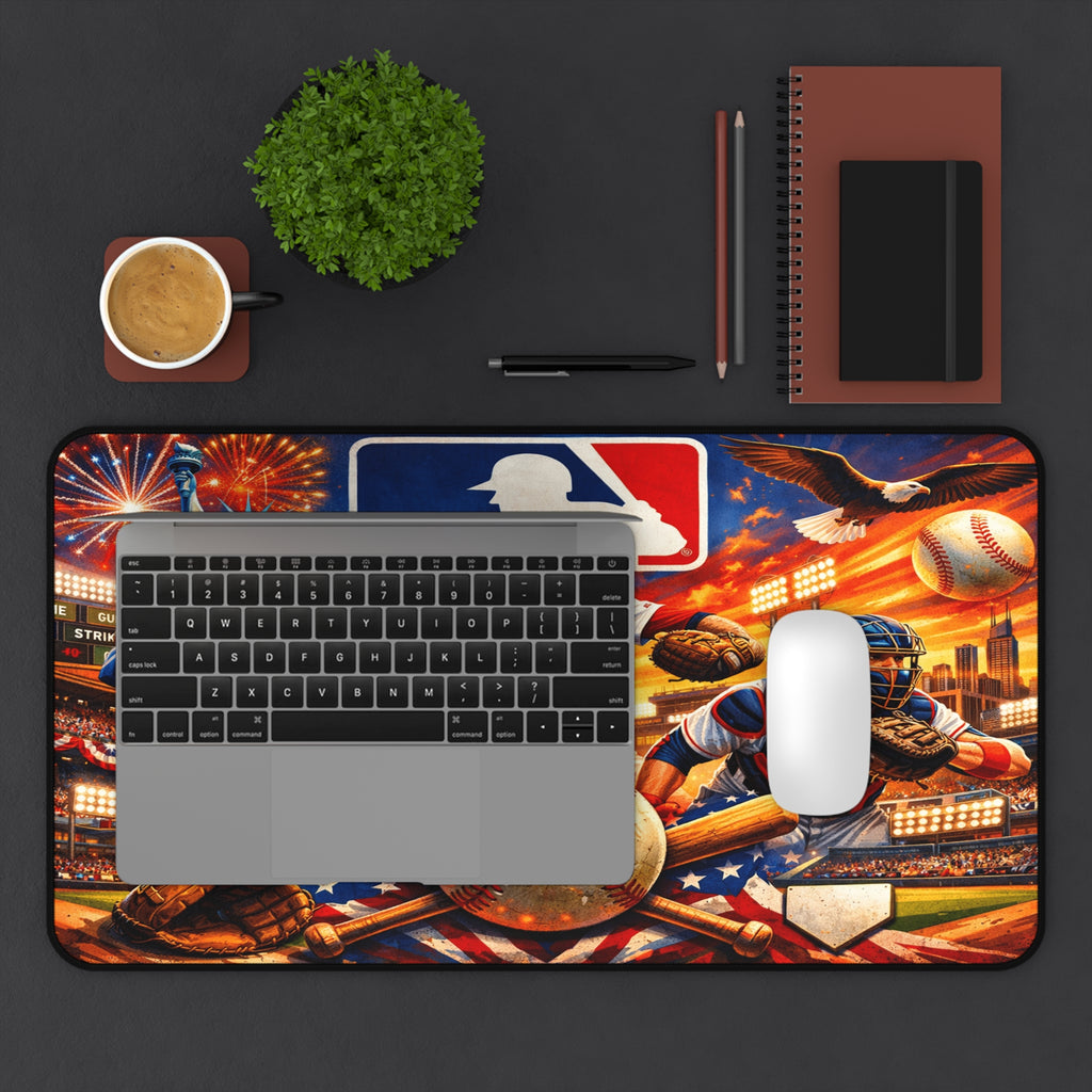 Baseball Desk Mat & Gaming Mouse Pad, MLB Inspired Non-Slip Neoprene Desk Pad Gift