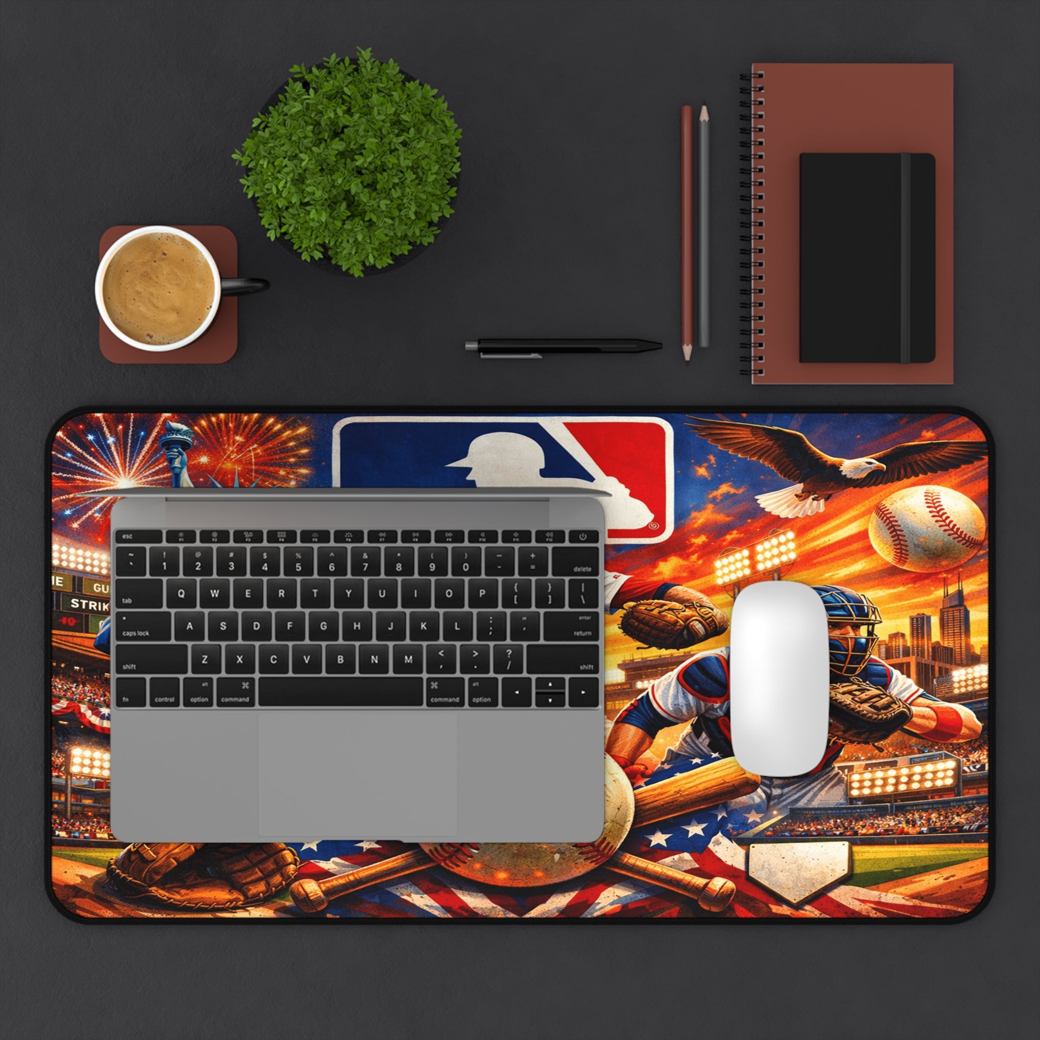 Baseball Desk Mat & Gaming Mouse Pad, MLB Inspired Non-Slip Neoprene Desk Pad Gift