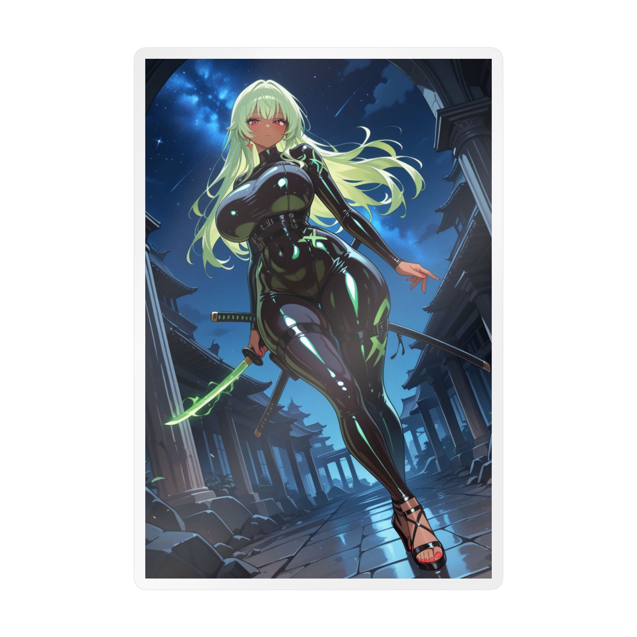 Moonblade Cyber Samurai Anime Girl Sticker