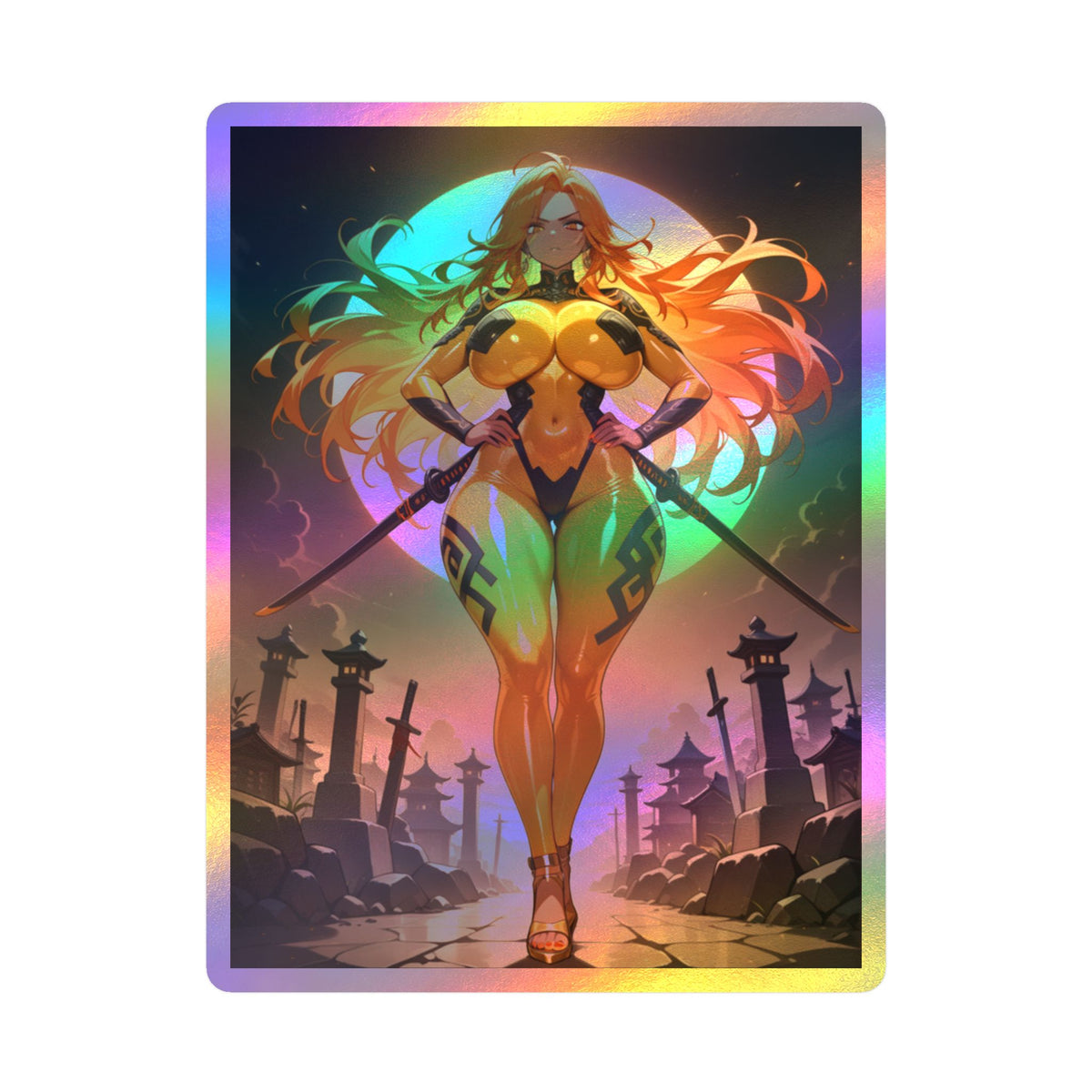 Anime Girl Warrior Sticker — Fierce Waifu -  Swordmistress Vinyl Decal