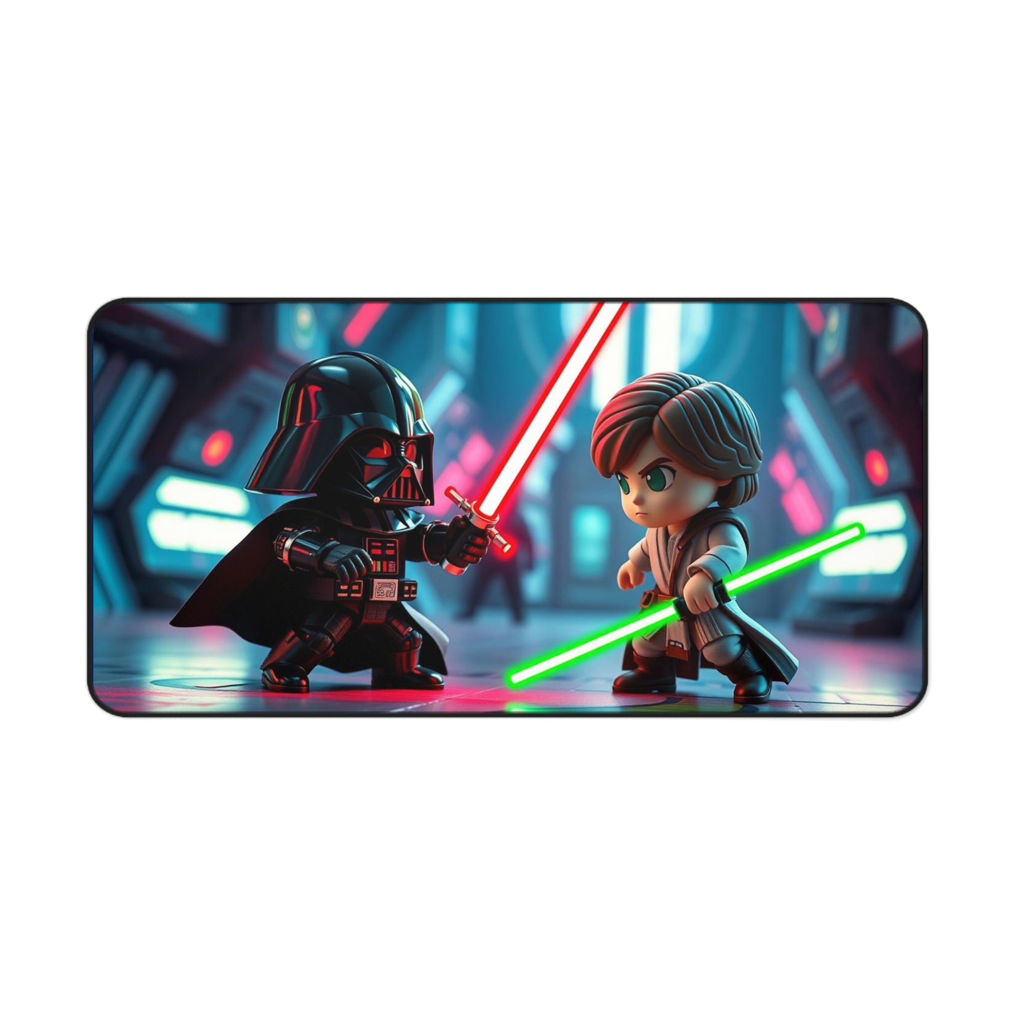 Chibi Darth Vader vs. Chibi Luke Skywalker Desk Mat, Epic Star Wars Mouse Pad