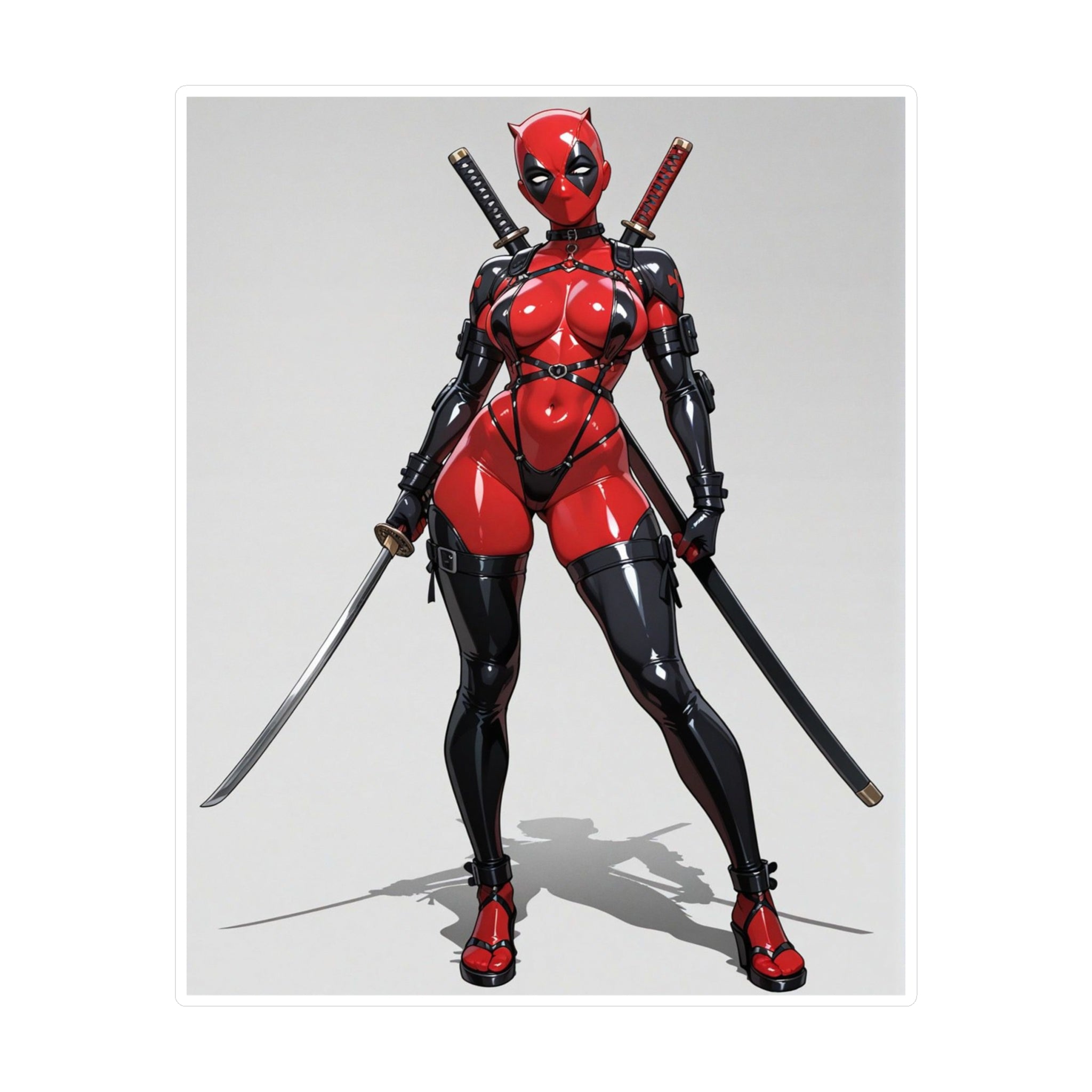 Anime Lady DeadPool Vinyl Sticker - Female Swordswoman Kiss-Cut Decal