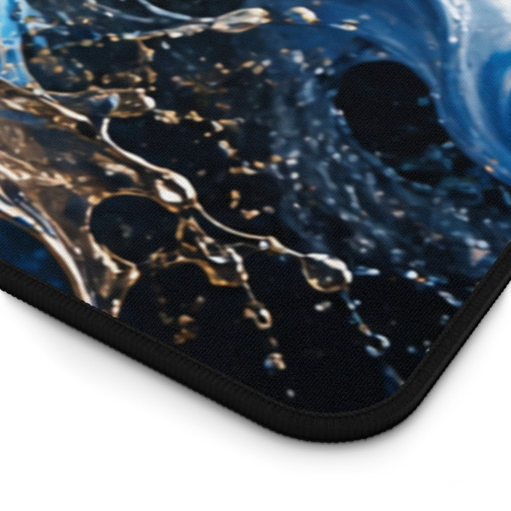 Mystic Blue Wolf Mouse Pad — Large Animal Print Desk Mat