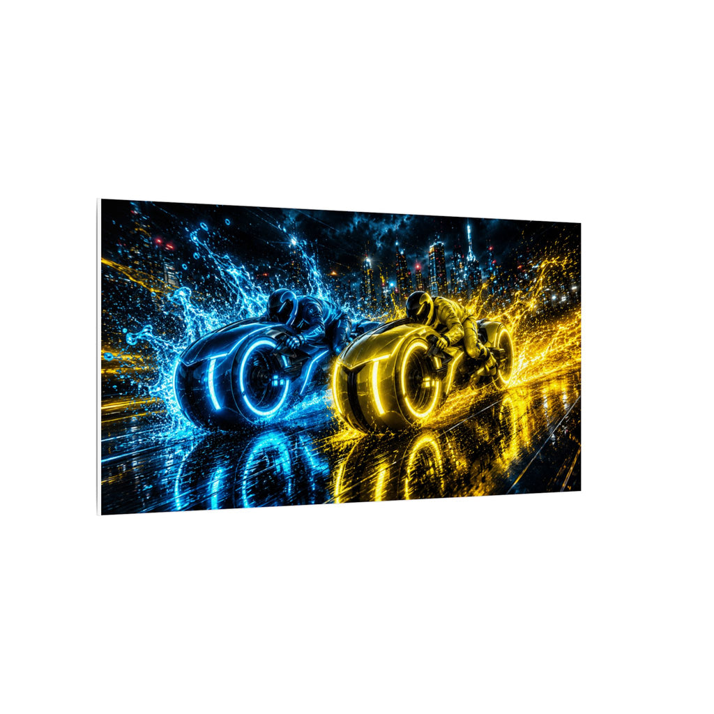 Tron Lightcycles Matte Canvas Print — Tron Futuristic Wall Art