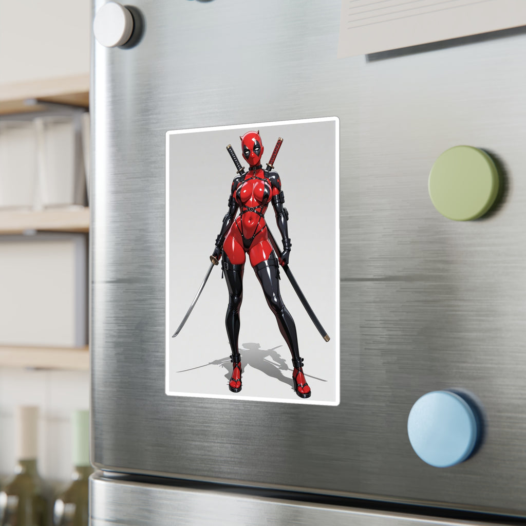 Anime Lady DeadPool Vinyl Sticker - Female Swordswoman Kiss-Cut Decal