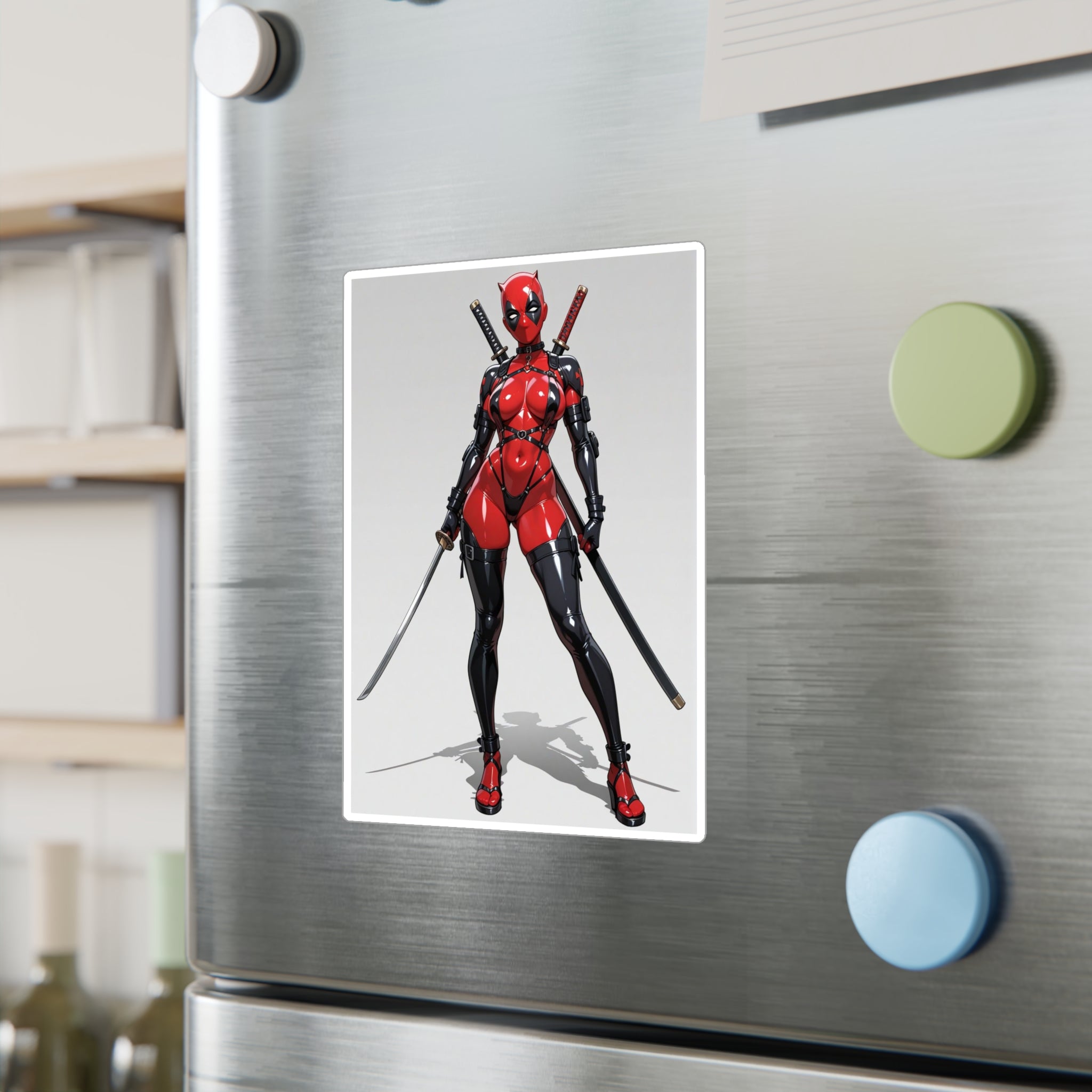 Anime Lady DeadPool Vinyl Sticker - Female Swordswoman Kiss-Cut Decal