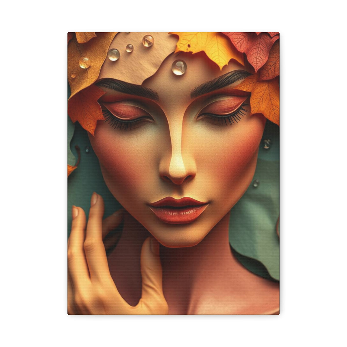 Women Face Poster in Layered Paper Aesthetic with Autumn Colors, Modern Aesthetic Wall Art, Home Decor Print, Canva Art Print, Office Decor