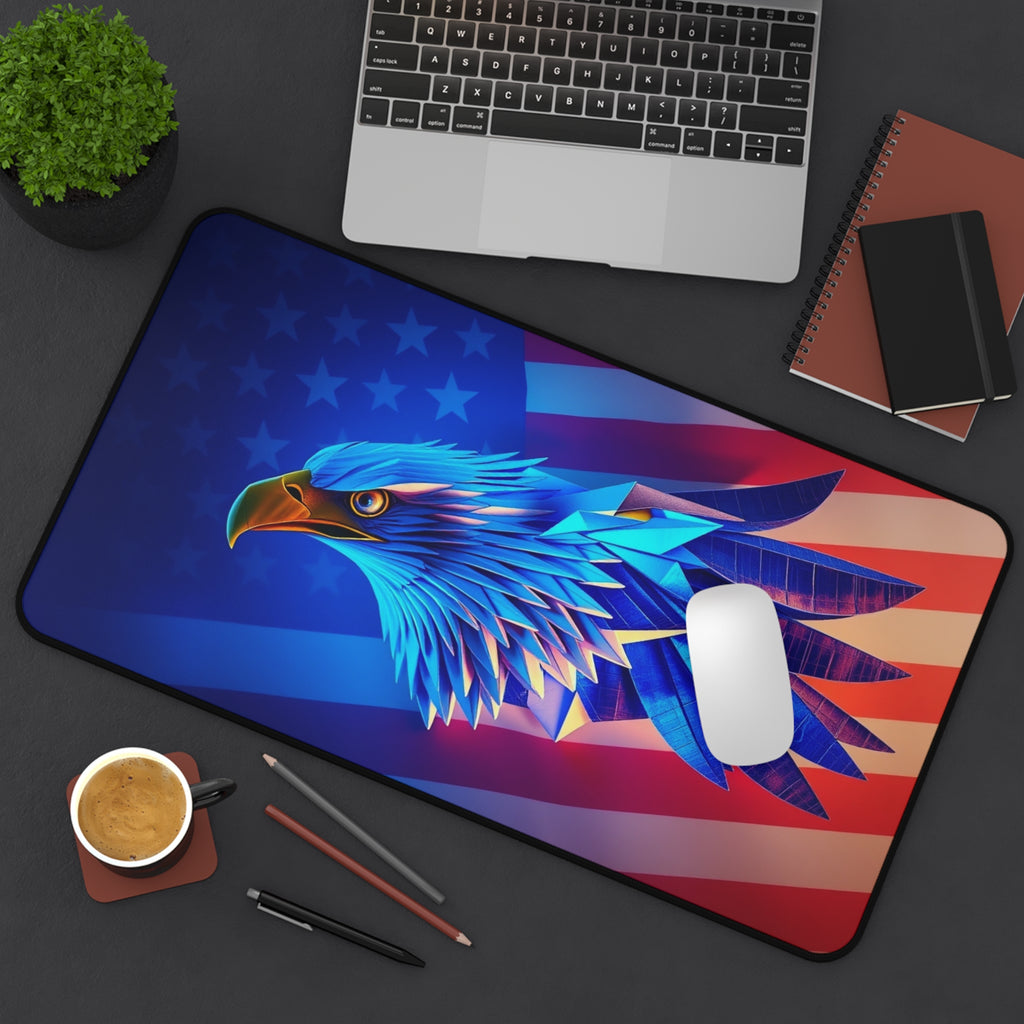 Patriotic Desk Mat with Eagle and American Flag, Premium Mouse Pad