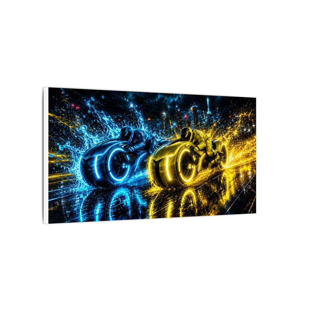 Tron Lightcycles Matte Canvas Print — Tron Futuristic Wall Art