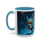 Galactic Cats Mug , Vibrant Ceramic Coffee Cup with Colorful Interior