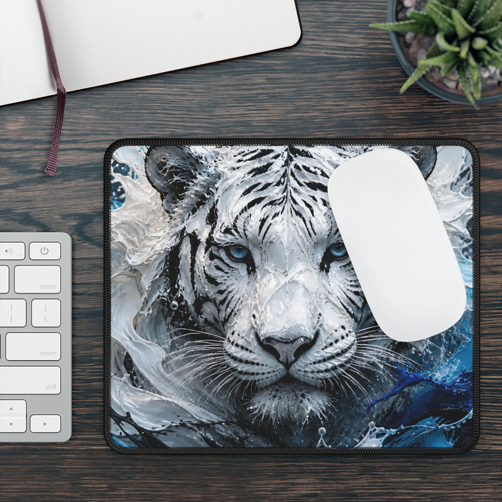 White Tiger Splash Mouse Pad