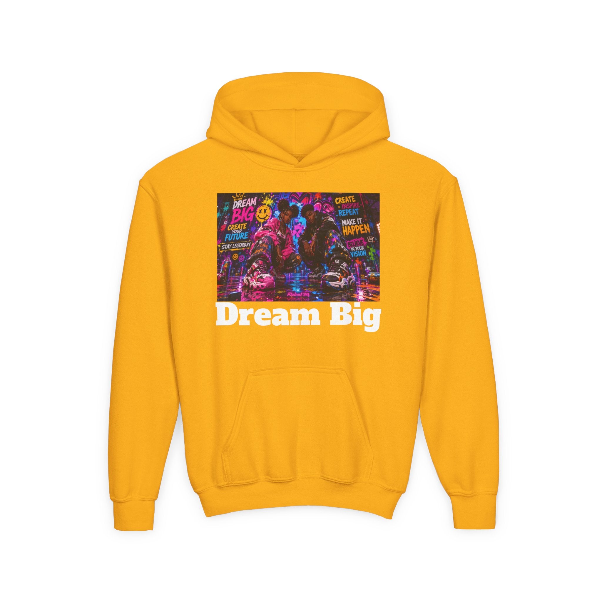 Dream Big Youth Hoodie — Colorful Inspirational Graphic Sweatshirt