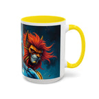 Galactic Cats Mug , Vibrant Ceramic Coffee Cup with Colorful Interior