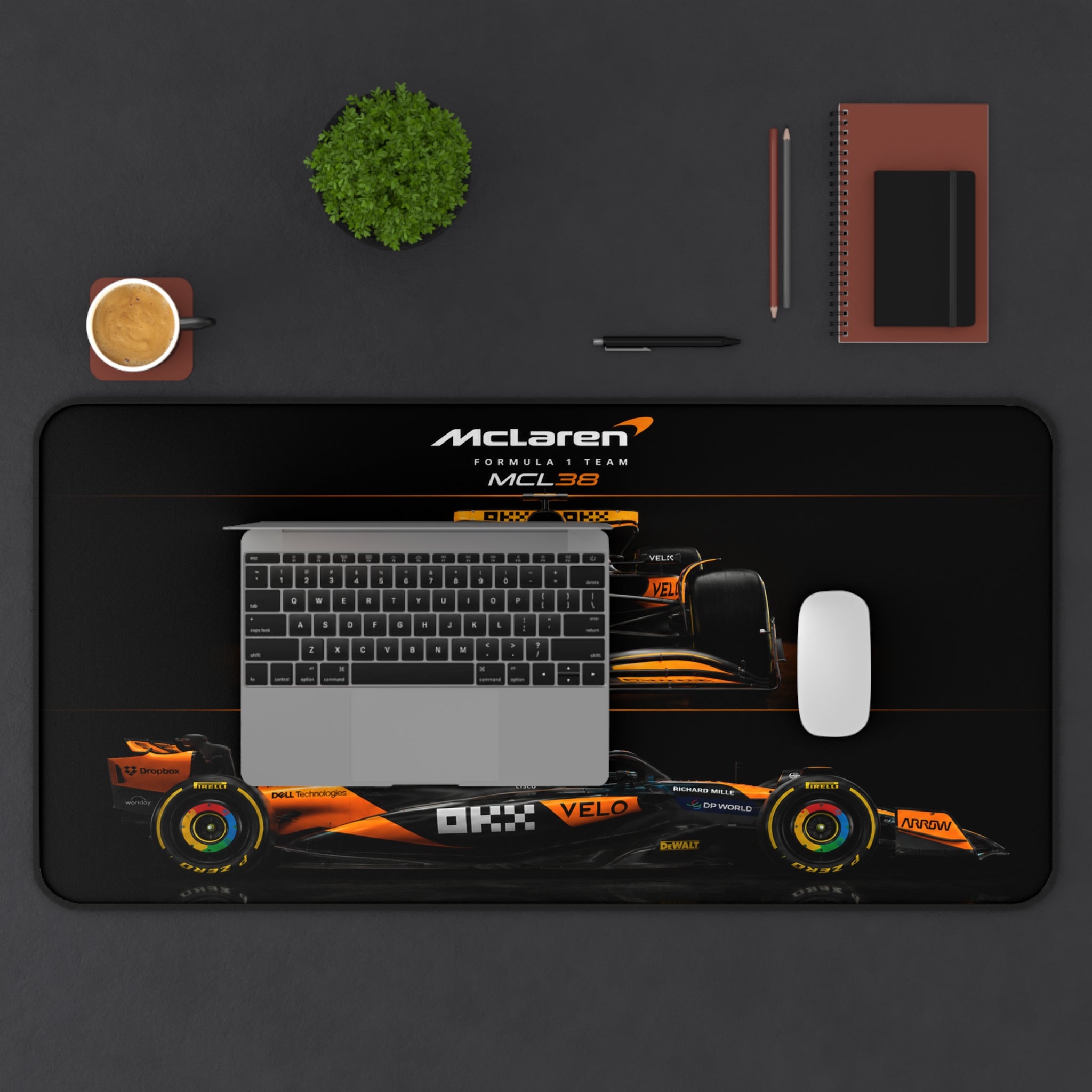 McLaren MCL38 Racing Desk Mat — Formula 1 Car Mouse Pad