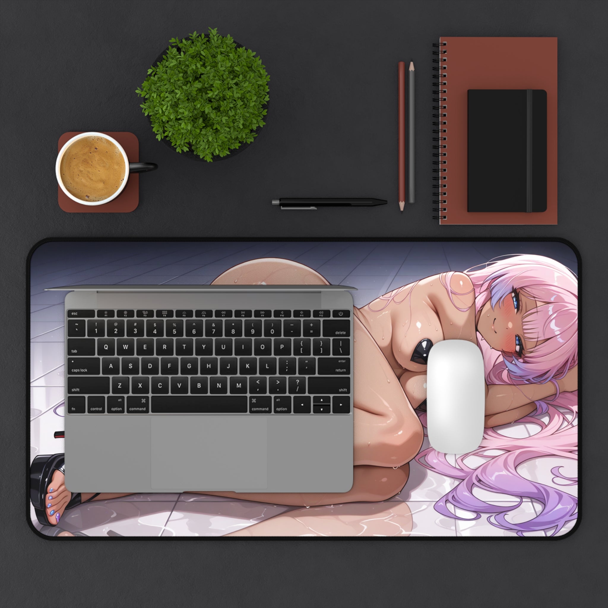 Anime Waifu Desk Mat Gaming Mouse Pad, Non-Slip Neoprene Desk Pad Gift for Gamers & Otaku Fans