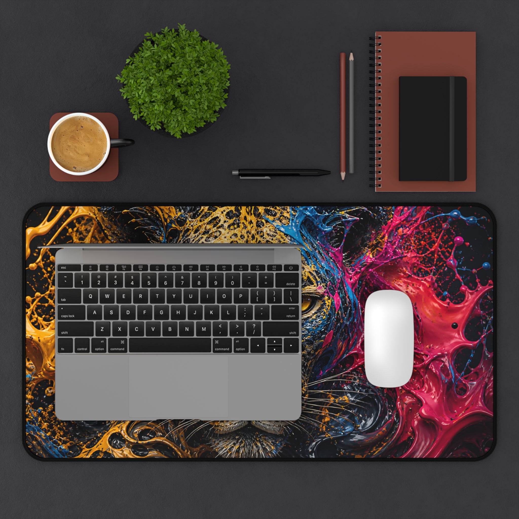 Leopard Art Desk Mat — Vibrant Color Splash Gaming & Office Mouse Pad
