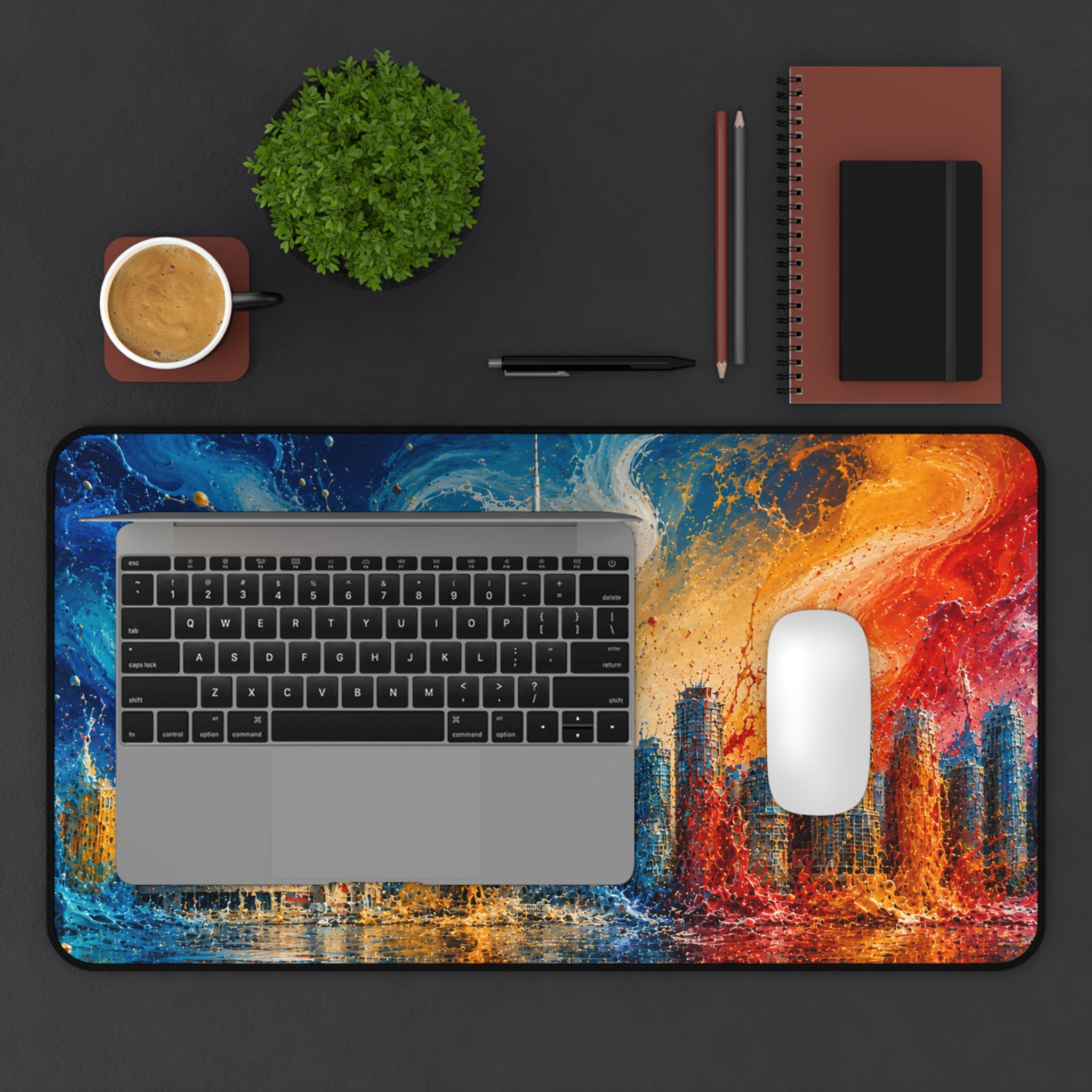 Toronto Skyline Desk Mat — Colorful Abstract CN Tower Office Mouse Pad