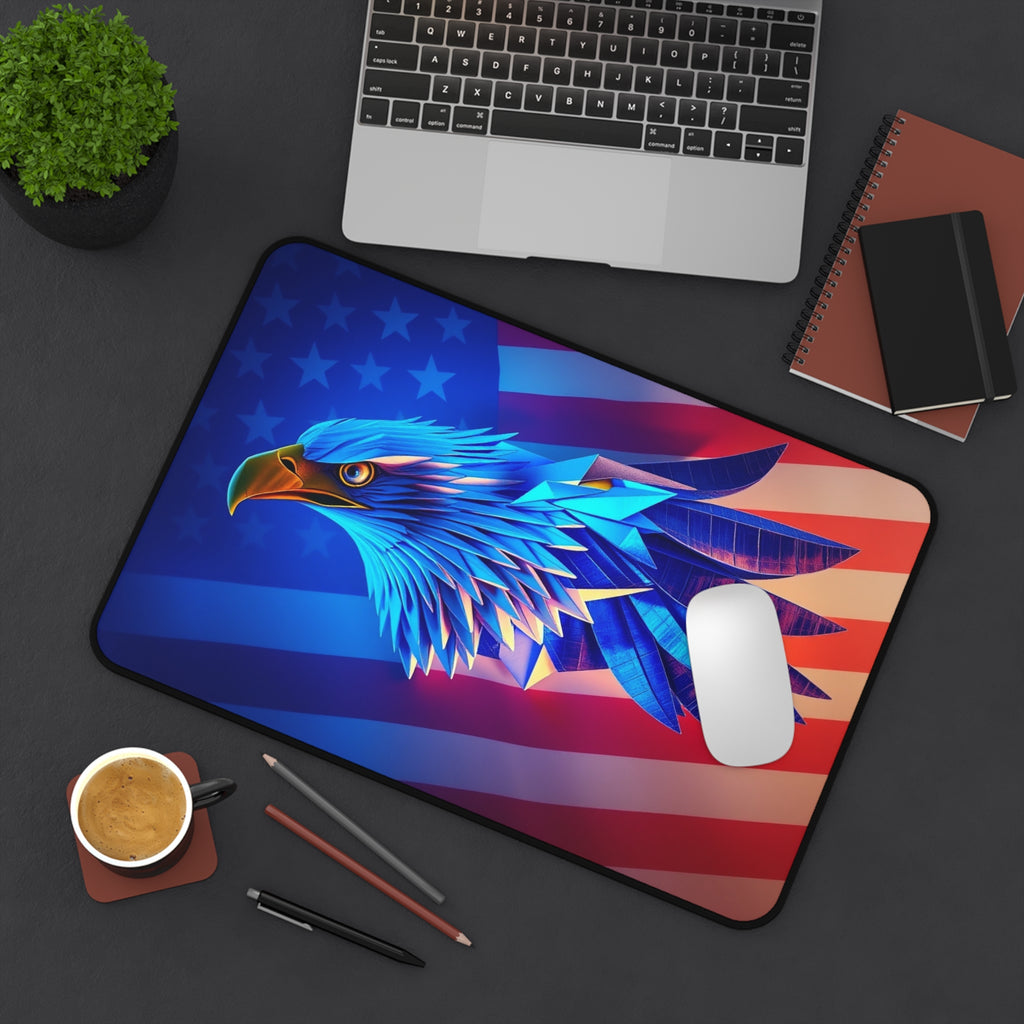 Patriotic Desk Mat with Eagle and American Flag, Premium Mouse Pad