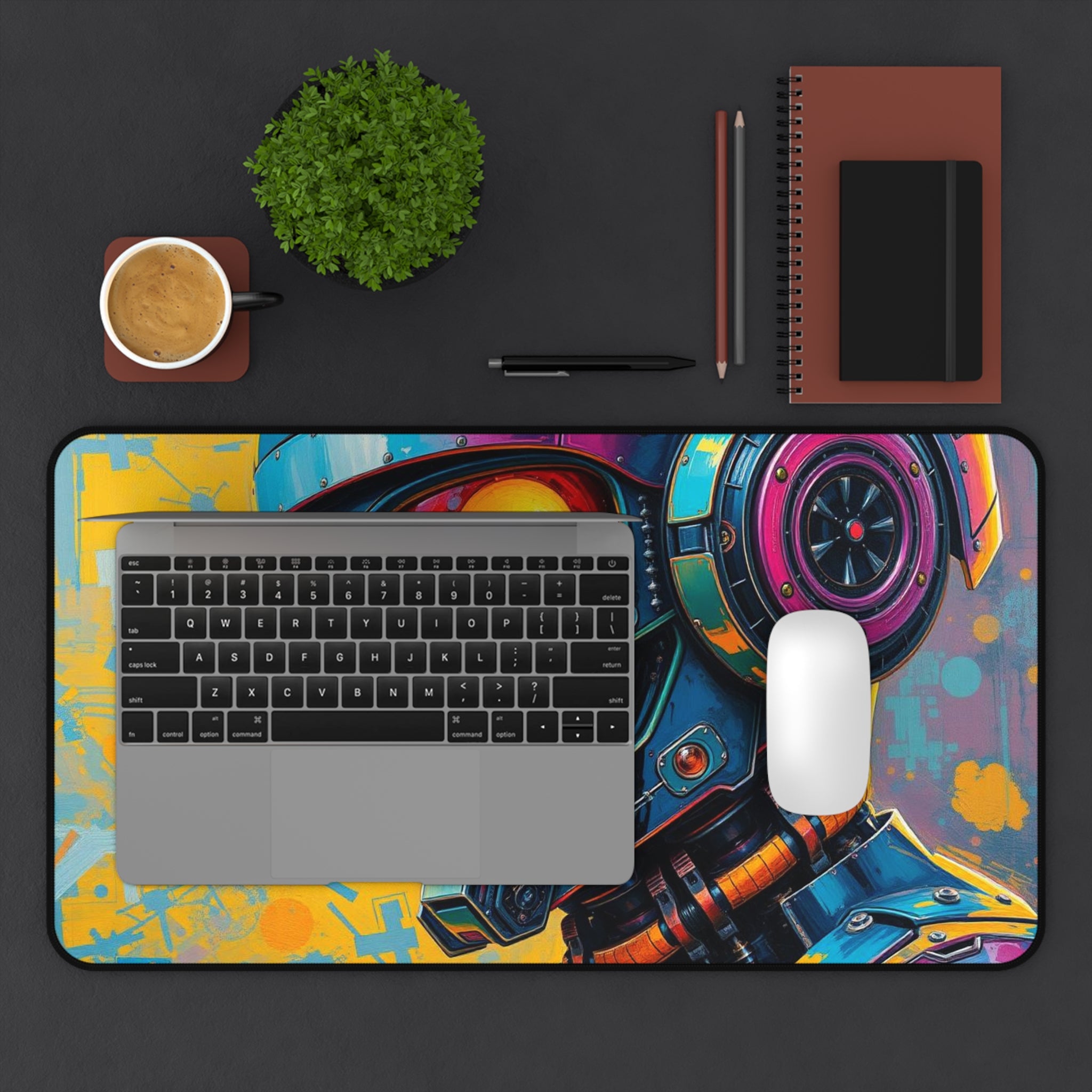 Futuristic Robot Mouse Pad, High Quality Desk Mat