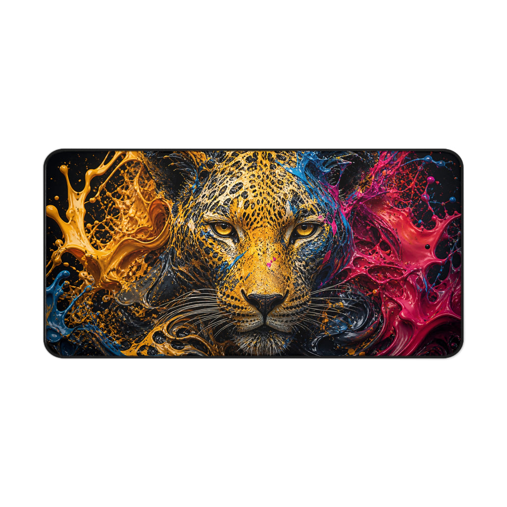 Leopard Art Desk Mat — Vibrant Color Splash Gaming & Office Mouse Pad