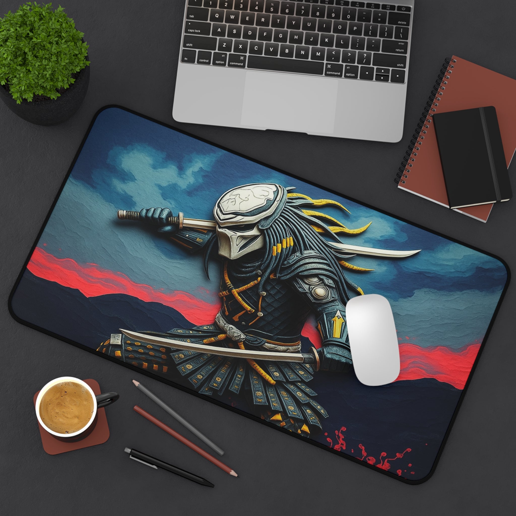 Samurai-style Predator Desk Mat, Premium Gaming Mouse Pad