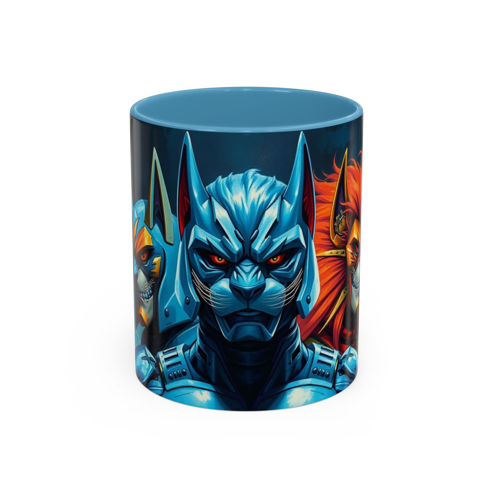 Galactic Cats Mug , Vibrant Ceramic Coffee Cup with Colorful Interior