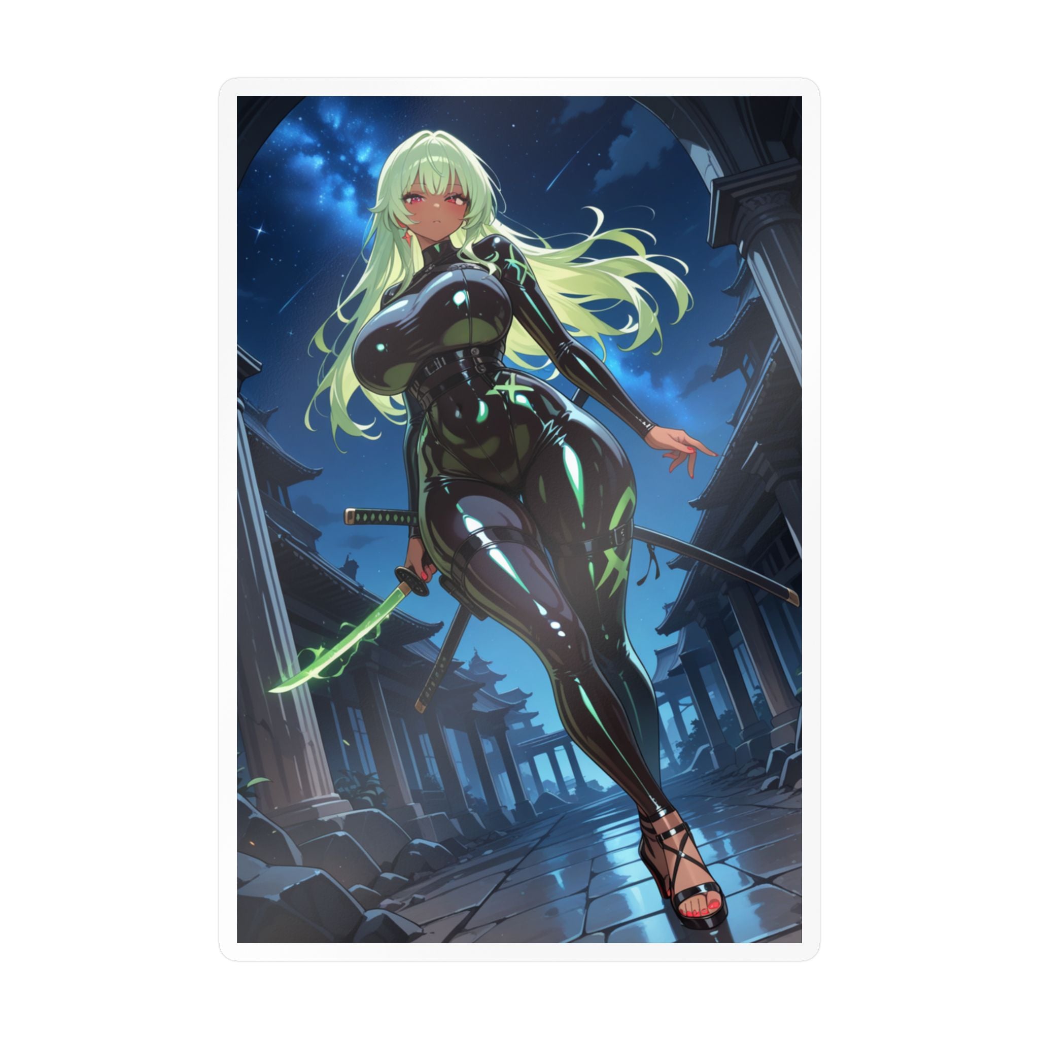 Moonblade Cyber Samurai Anime Girl Sticker