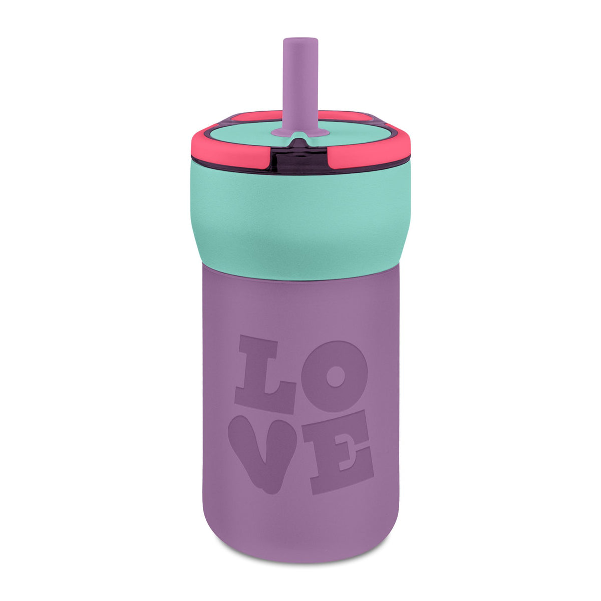 Kids 12oz Leakproof Straw Tumbler — Engraved "LOVE" Design (Spill‑Proof, BPA‑Free)