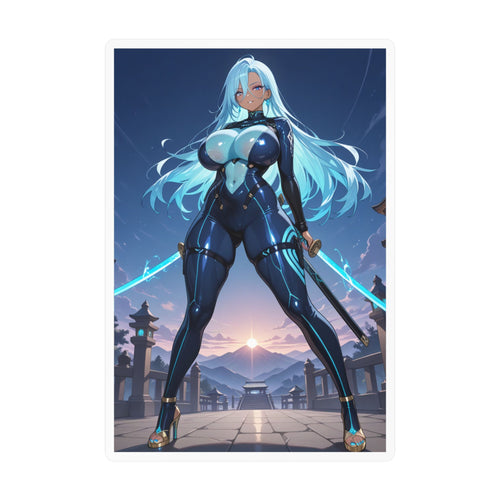 Blue-haired Anime Waifu Sticker
