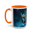 Galactic Cats Mug , Vibrant Ceramic Coffee Cup with Colorful Interior