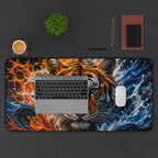 Tiger Fire & Water Desk Mat — Vibrant Animal Print Mouse Pad for Home and Office
