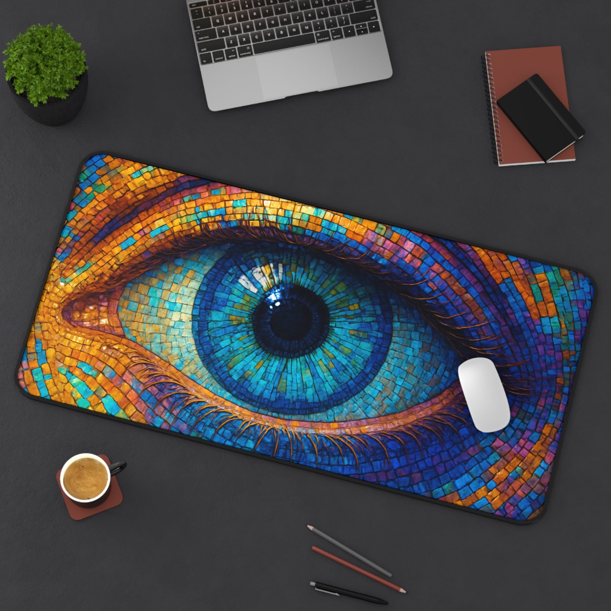 Multicolored Eye Desk Mat, Art Mouse Pad, Gaming Desk Pad & Keyboard Mat for Work or Play