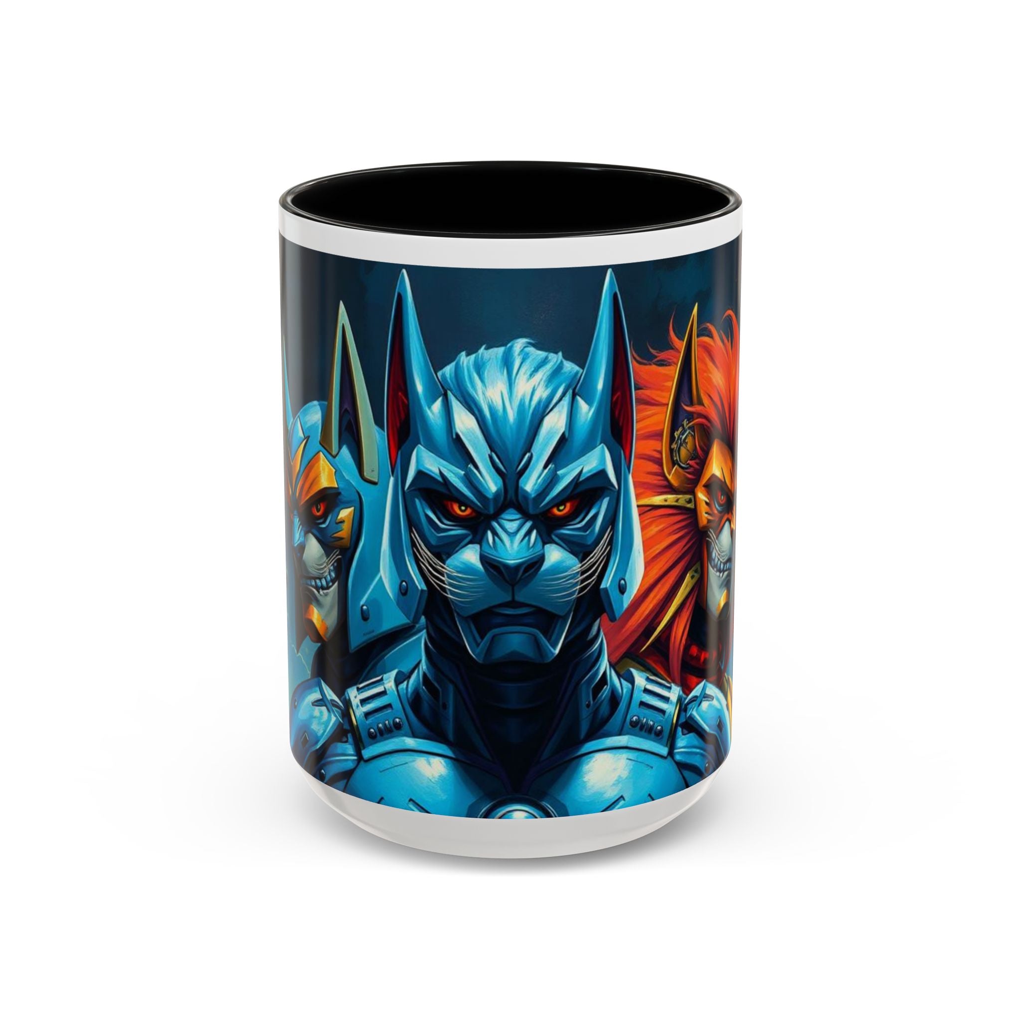 Galactic Cats Mug , Vibrant Ceramic Coffee Cup with Colorful Interior