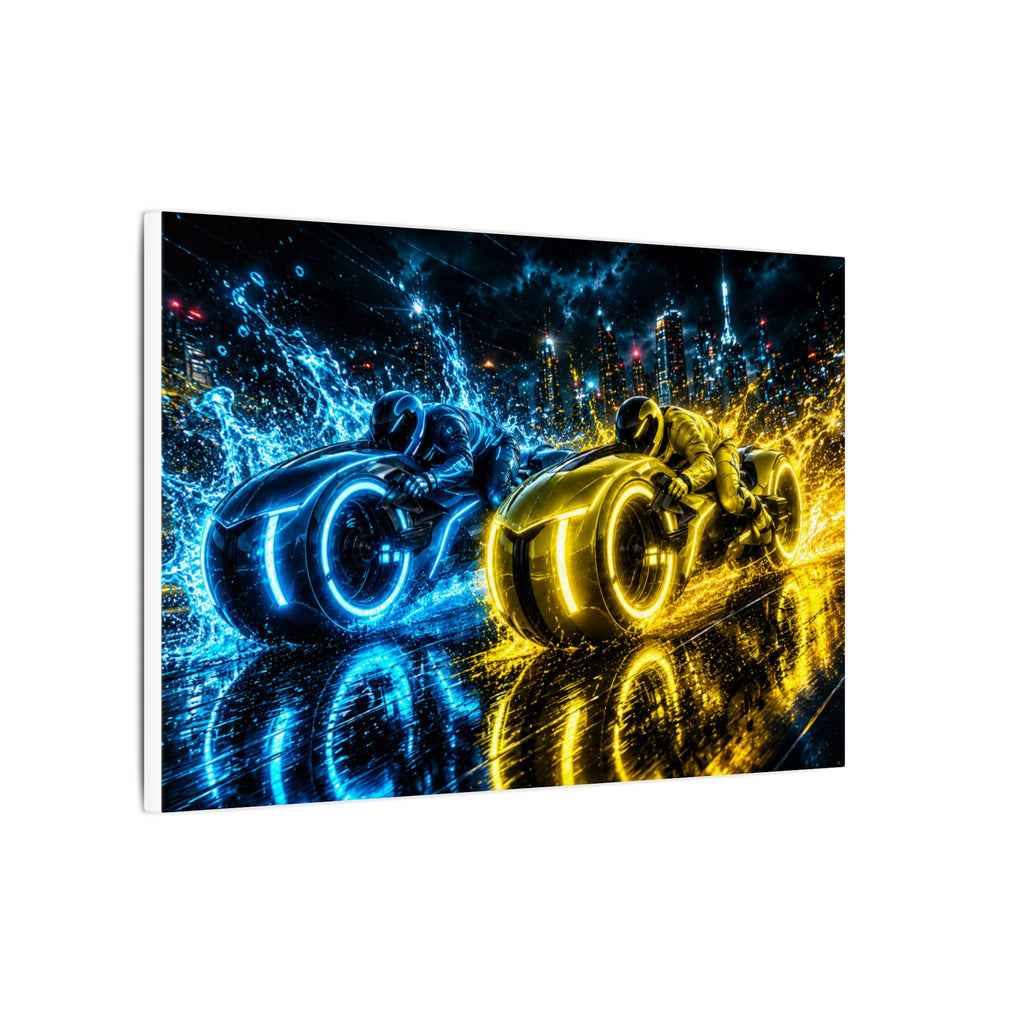 Tron Lightcycles Matte Canvas Print — Tron Futuristic Wall Art