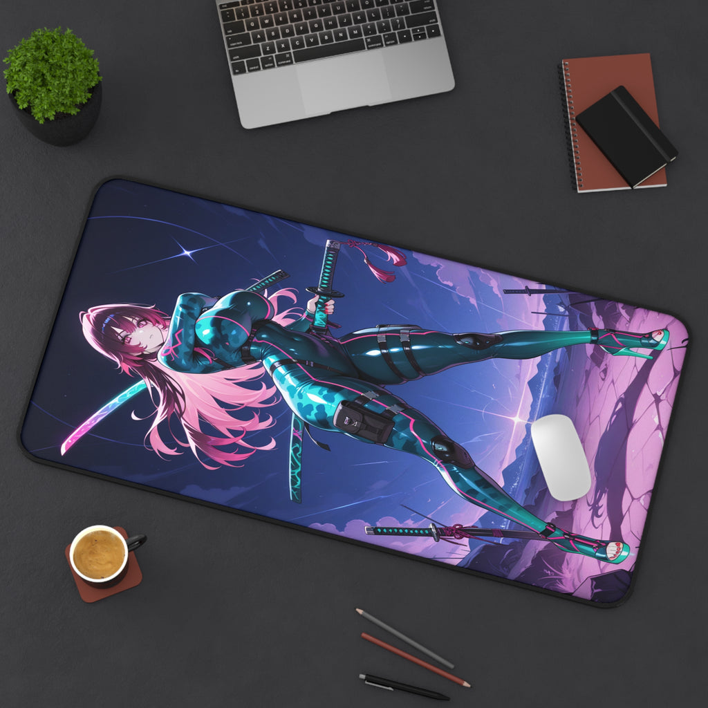 Astra Kurogane Neon Samurai Gaming Desk Mat