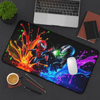 Spiderman vs Venom Desk Mat, Epic Paint Splash Design for Gamers & Fans