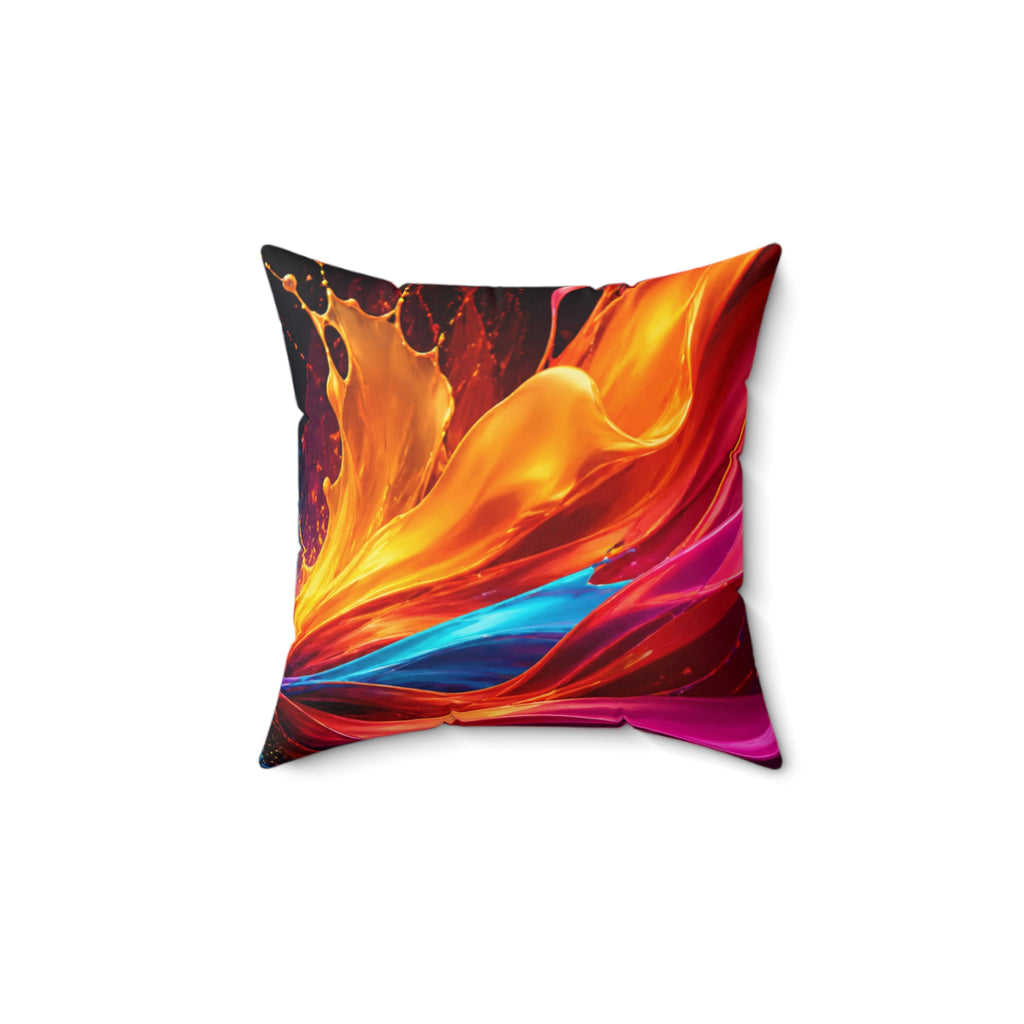 Abstract Flame & Wave Decorative Pillow — Vibrant Color Splash Home Accent