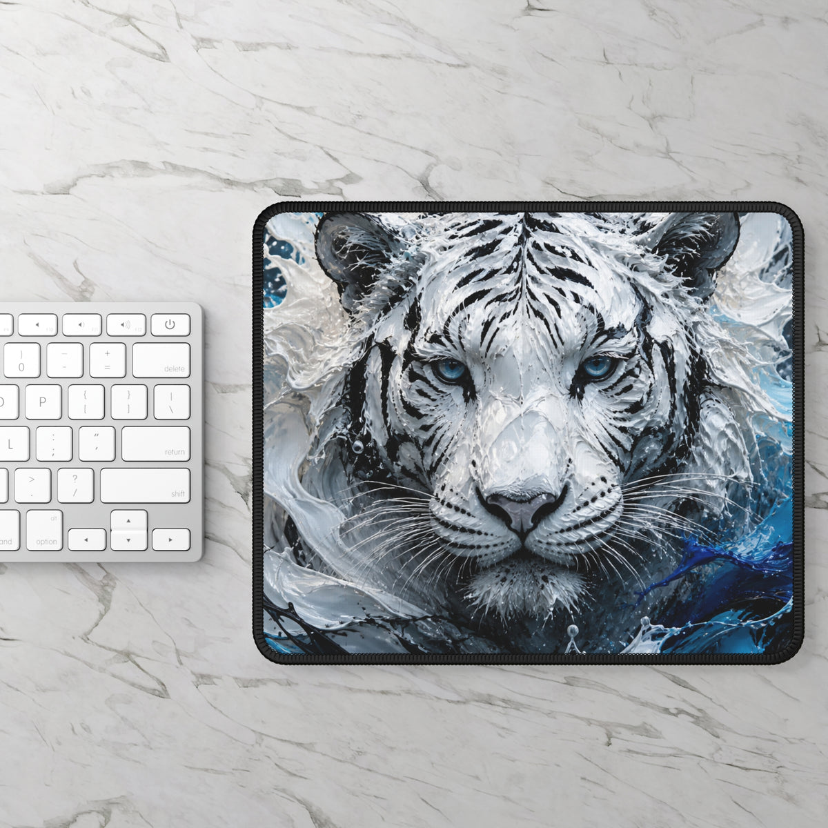 White Tiger Splash Mouse Pad
