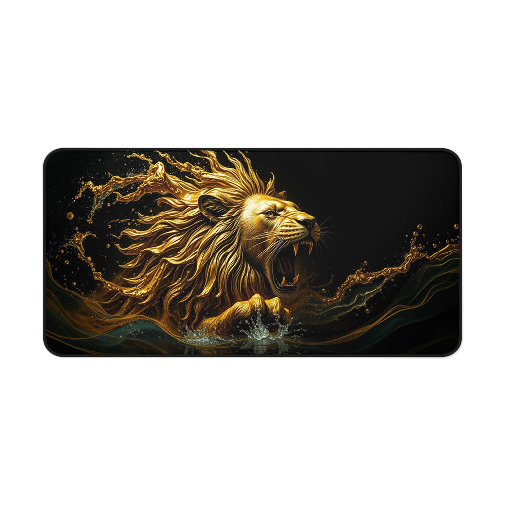 Golden Lion Desk Mat, Non-Slip Neoprene Mouse Pad with Vibrant Print