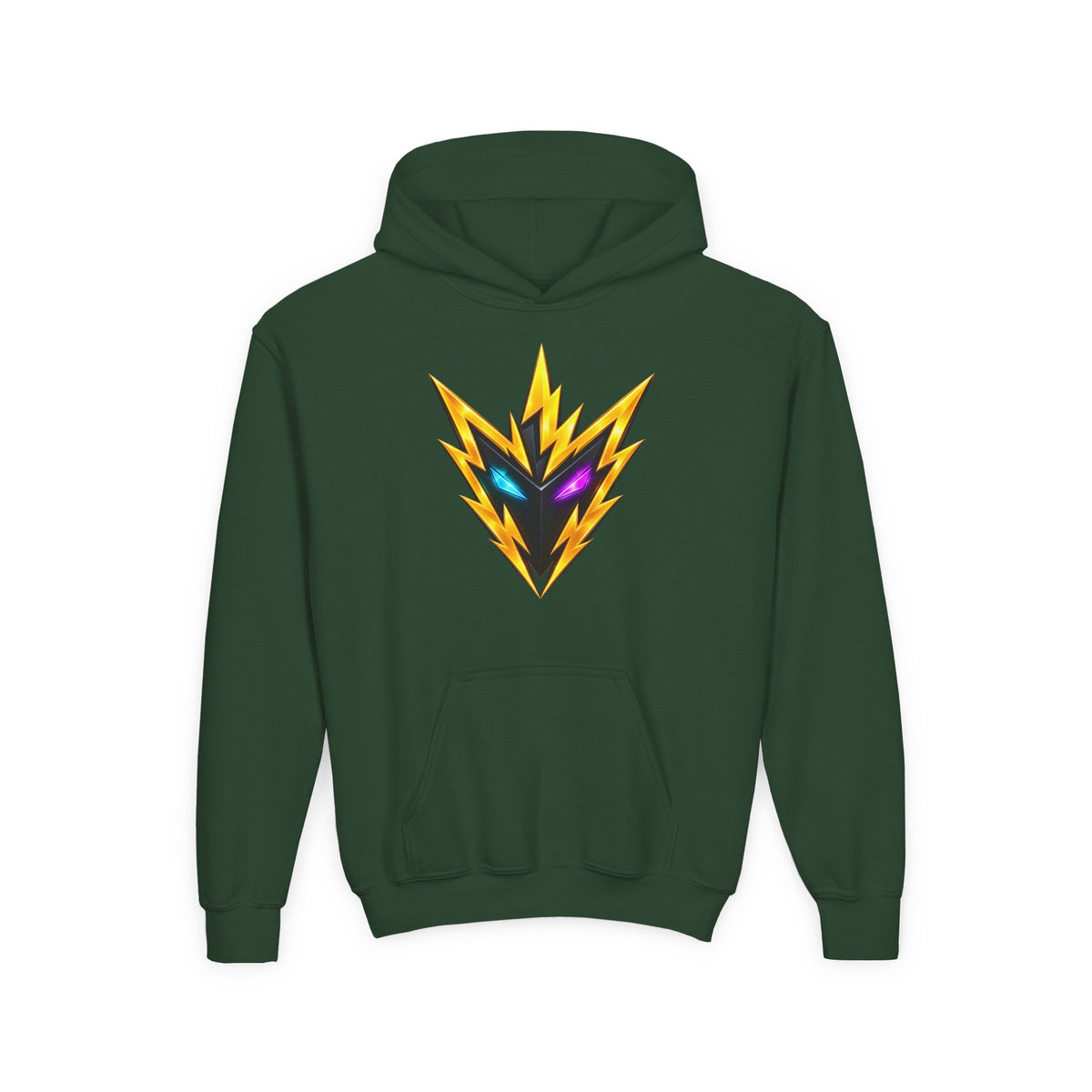 Rebel74 Youth Hoodie – Neon Energy Emblem