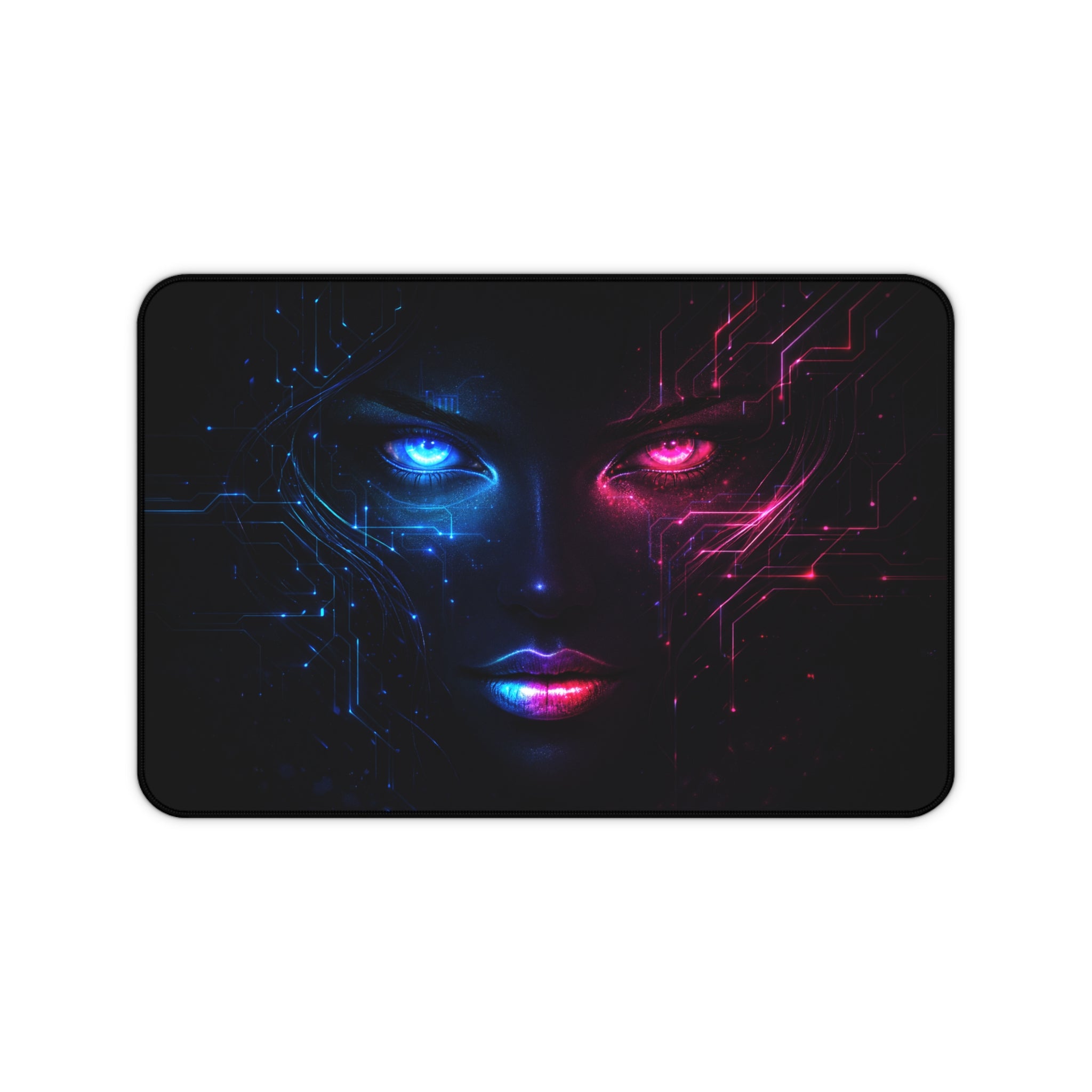 Neon cyborg in the shadows Desk Mat, XL Mousepad Non-slip for Gaming & Office
