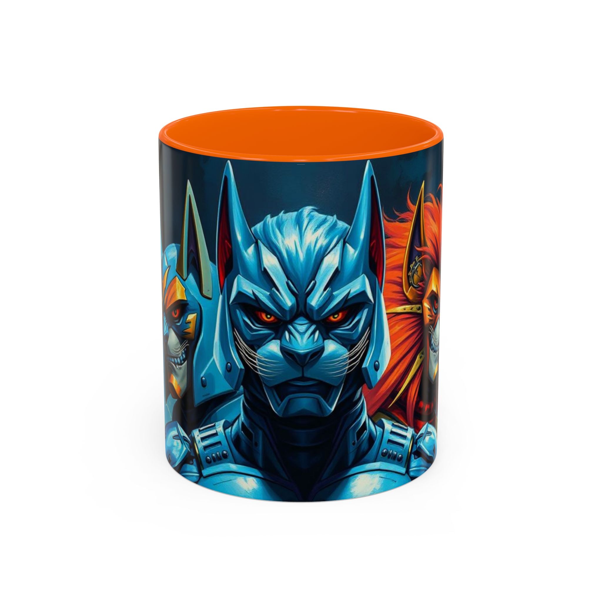 Galactic Cats Mug , Vibrant Ceramic Coffee Cup with Colorful Interior