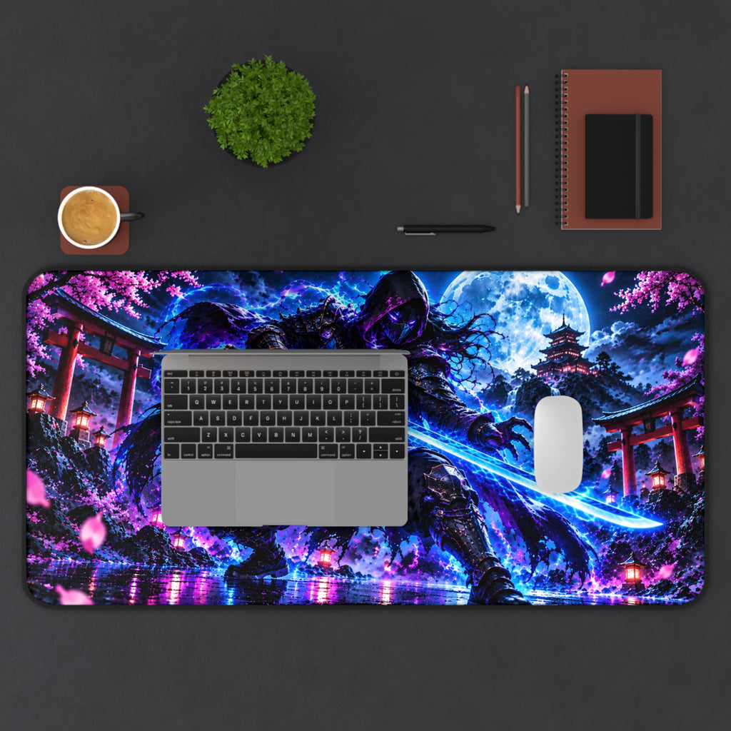 Neon Shadow Samurai Desk Mat & Gaming Mouse Pad