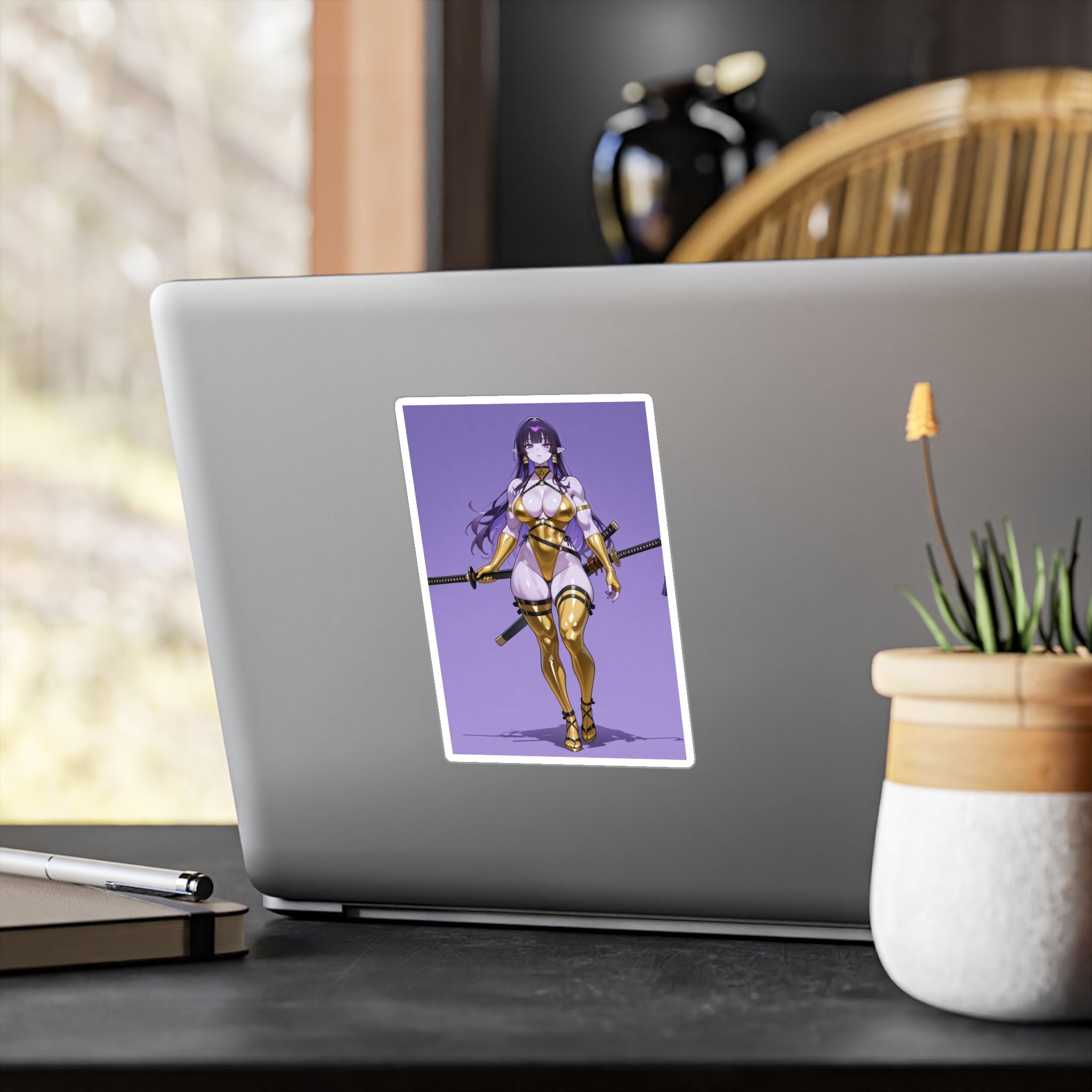 Waifu Warrior Sticker, Anime Decals, Laptop Decor,  Gift