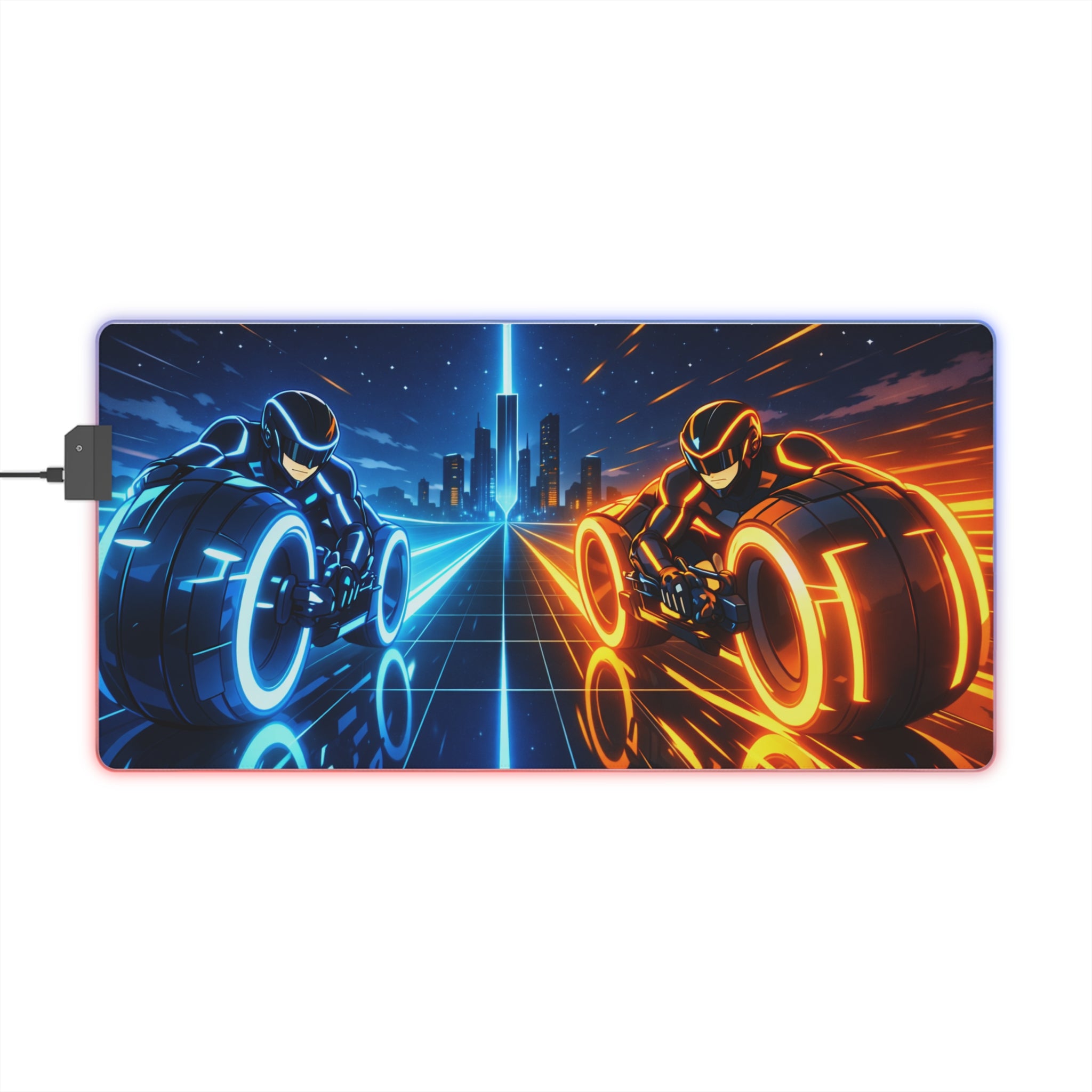 RGB LED Tron Anime Desk Mat, Gaming Mouse Pad