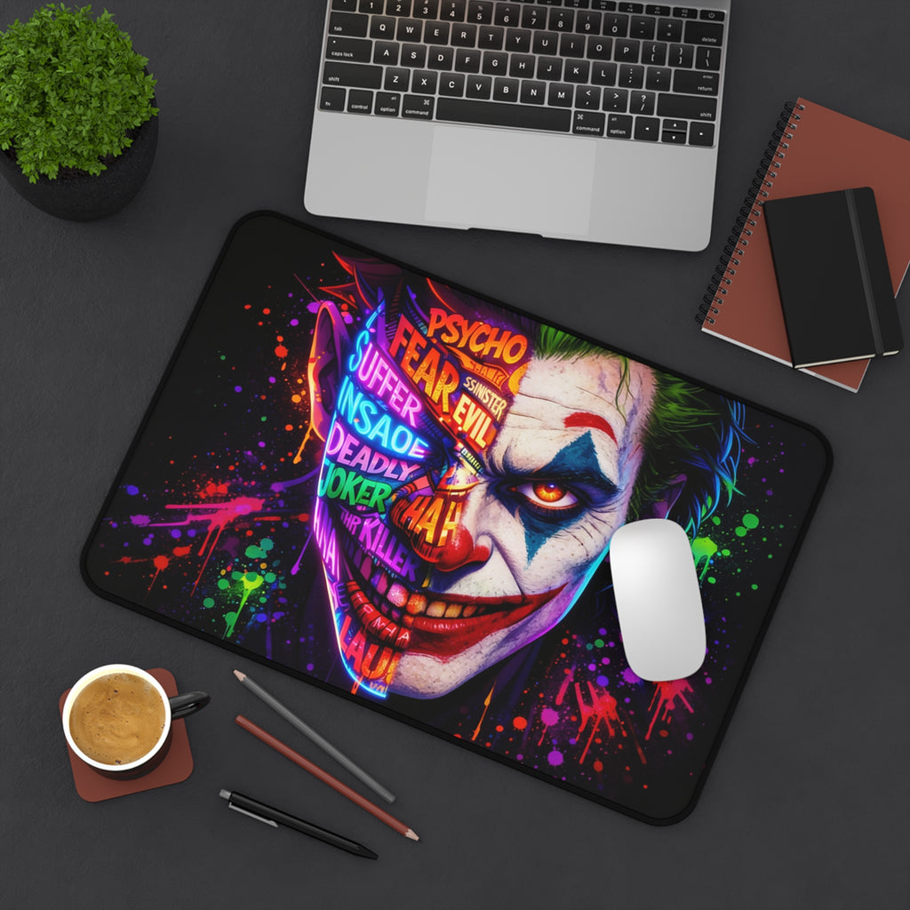 Joker Desk Mat, Gaming Mouse Pad, Villain Clown Play Mat with Vibrant Print