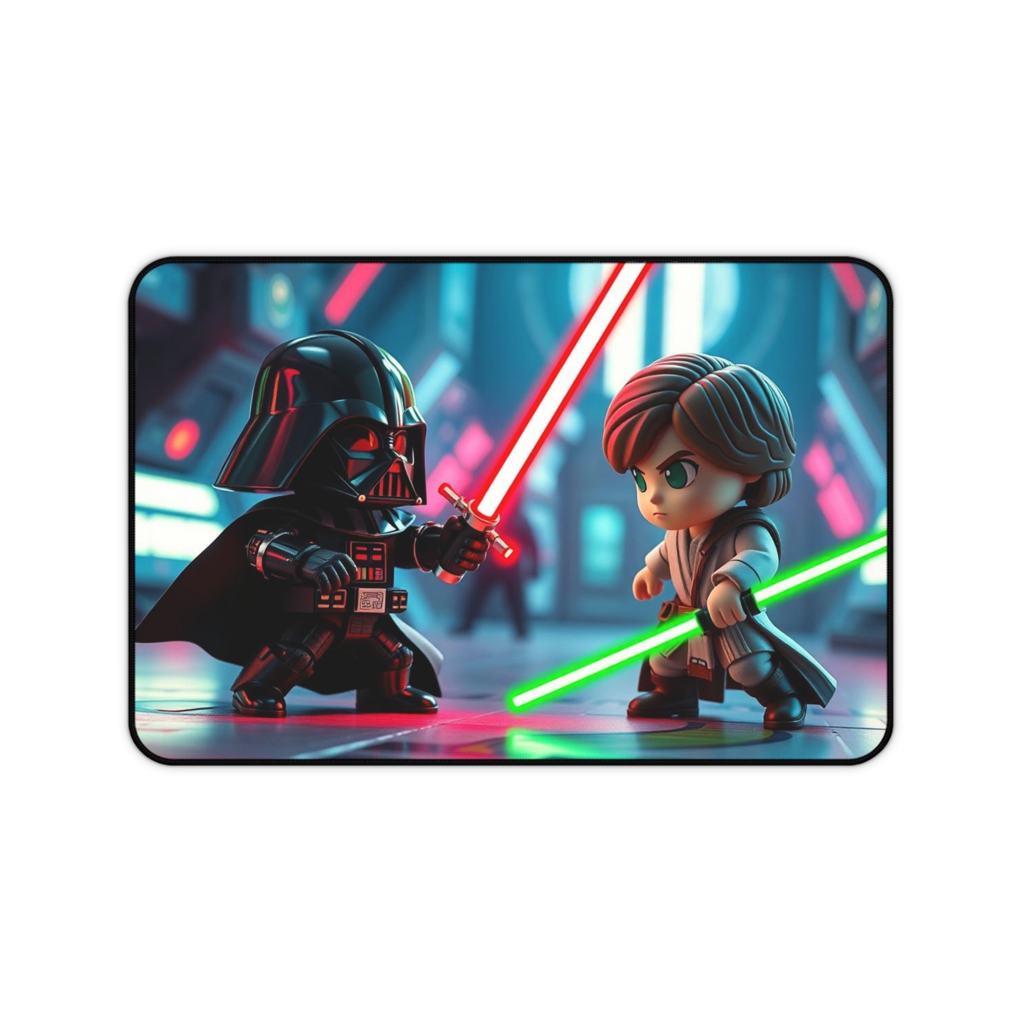 Chibi Darth Vader vs. Chibi Luke Skywalker Desk Mat, Epic Star Wars Mouse Pad