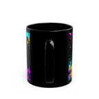 Rebel74 Emblem Black Mug - Neon Lightning Splash Cup